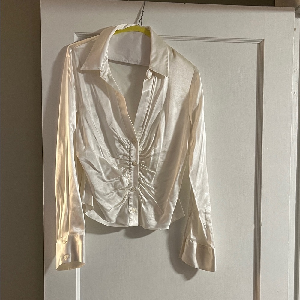 Zara Cream Satin Blouse